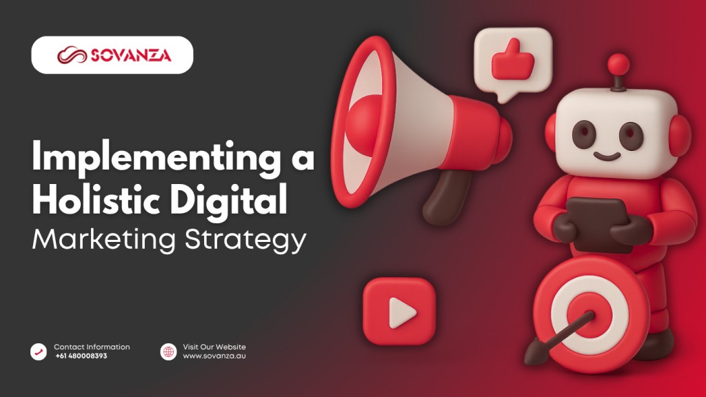 AI-powered digital marketing solutions for Sydney startups – Sovanza branding with 3D robot