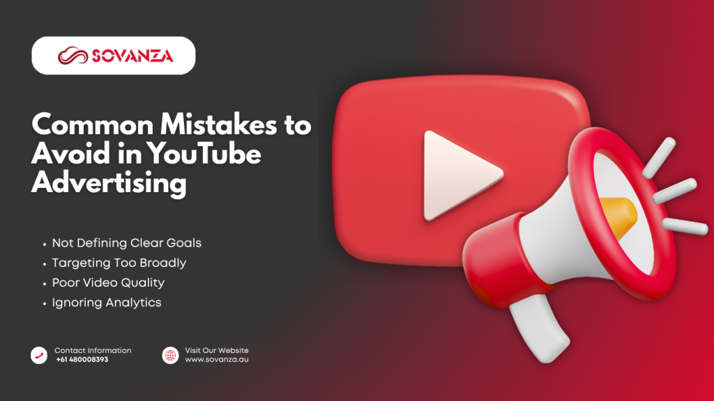 Common Mistakes to Avoid in YouTube Advertising concept by sovanza - youtube and awareness icons
